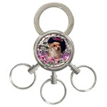 Chi Chi In Flowers, Chihuahua Puppy In Cute Hat 3-Ring Key Chains Front