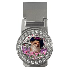 Chi Chi In Flowers, Chihuahua Puppy In Cute Hat Money Clips (cz)  by DianeClancy