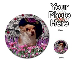 Chi Chi In Flowers, Chihuahua Puppy In Cute Hat Multi-purpose Cards (round)  by DianeClancy