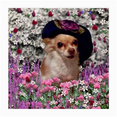 Chi Chi In Flowers, Chihuahua Puppy In Cute Hat Medium Glasses Cloth (2-side) by DianeClancy