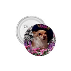 Chi Chi In Flowers, Chihuahua Puppy In Cute Hat 1 75  Buttons by DianeClancy