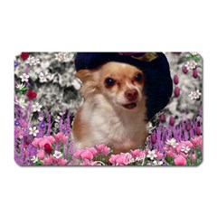 Chi Chi In Flowers, Chihuahua Puppy In Cute Hat Magnet (rectangular) by DianeClancy
