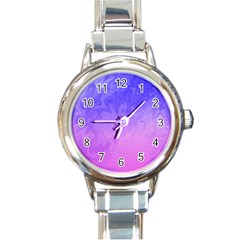 Ombre Purple Pink Round Italian Charm Watch by BrightVibesDesign