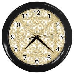 Golden Floral Boho Chic Wall Clocks (black) by dflcprints