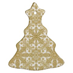 Golden Floral Boho Chic Christmas Tree Ornament (2 Sides) by dflcprints
