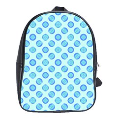 Pastel Turquoise Blue Retro Circles School Bags(large)  by BrightVibesDesign