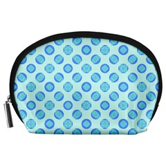 Pastel Turquoise Blue Retro Circles Accessory Pouches (large)  by BrightVibesDesign