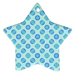 Pastel Turquoise Blue Retro Circles Star Ornament (two Sides) 