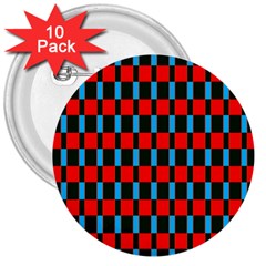 Black Red Rectangles Pattern                                                          			3  Button (10 Pack) by LalyLauraFLM