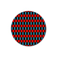 Black Red Rectangles Pattern                                                          			rubber Round Coaster (4 Pack)