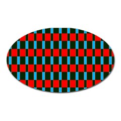 Black Red Rectangles Pattern                                                          			magnet (oval) by LalyLauraFLM