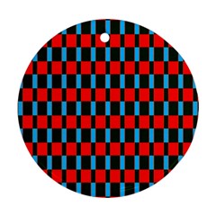 Black Red Rectangles Pattern                                                          			ornament (round)