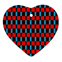 Black Red Rectangles Pattern                                                          			ornament (heart) by LalyLauraFLM