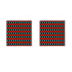 Black Red Rectangles Pattern                                                          			cufflinks (square) by LalyLauraFLM
