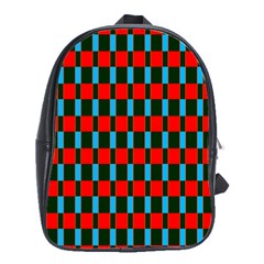 Black Red Rectangles Pattern                                                          			school Bag (large) by LalyLauraFLM