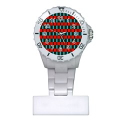 Black Red Rectangles Pattern                                                          			nurses Watch by LalyLauraFLM