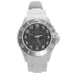 Dark Grunge Texture Round Plastic Sport Watch (l) by dflcprints