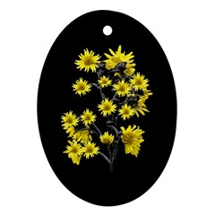 Sunflowers Over Black Ornament (oval)  by dflcprints