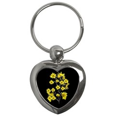 Sunflowers Over Black Key Chains (heart)  by dflcprints