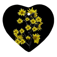 Sunflowers Over Black Heart Ornament (2 Sides) by dflcprints