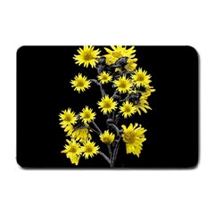 Sunflowers Over Black Small Doormat  by dflcprints