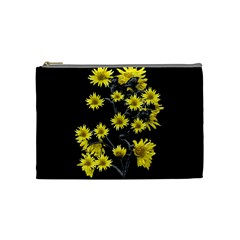 Sunflowers Over Black Cosmetic Bag (medium)  by dflcprints