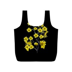 Sunflowers Over Black Full Print Recycle Bags (s)  by dflcprints