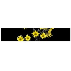 Sunflowers Over Black Flano Scarf (large) by dflcprintsclothing