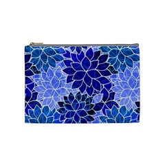 Azurite Blue Flowers Cosmetic Bag (medium)  by KirstenStar