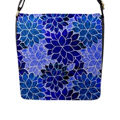 Azurite Blue Flowers Flap Messenger Bag (l)  by KirstenStar