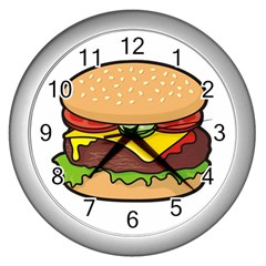 Cheeseburger Wall Clocks (silver) 