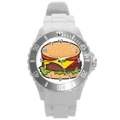 Cheeseburger Round Plastic Sport Watch (l) by sifis