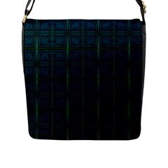 Dark Blue Teal Mod Circles Flap Messenger Bag (L) 