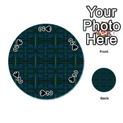 Dark Blue Teal Mod Circles Playing Cards 54 (round)  by BrightVibesDesign