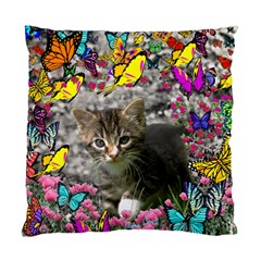 Emma In Butterflies I, Gray Tabby Kitten Standard Cushion Case (one Side) by DianeClancy