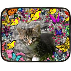 Emma In Butterflies I, Gray Tabby Kitten Fleece Blanket (mini) by DianeClancy