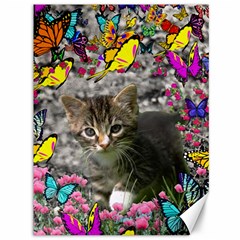 Emma In Butterflies I, Gray Tabby Kitten Canvas 36  X 48   by DianeClancy