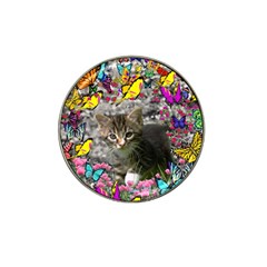 Emma In Butterflies I, Gray Tabby Kitten Hat Clip Ball Marker by DianeClancy