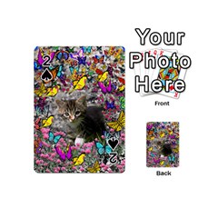 Emma In Butterflies I, Gray Tabby Kitten Playing Cards 54 (mini)  by DianeClancy