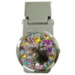 Emma In Butterflies I, Gray Tabby Kitten Money Clip Watches Front