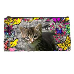 Emma In Butterflies I, Gray Tabby Kitten Pencil Cases by DianeClancy