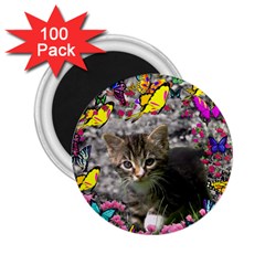 Emma In Butterflies I, Gray Tabby Kitten 2 25  Magnets (100 Pack)  by DianeClancy