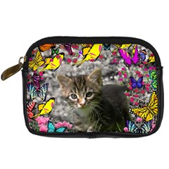 Emma In Butterflies I, Gray Tabby Kitten Digital Camera Cases by DianeClancy