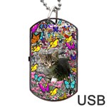 Emma In Butterflies I, Gray Tabby Kitten Dog Tag USB Flash (Two Sides)  Front