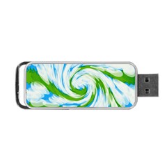 Tie Dye Green Blue Abstract Swirl Portable Usb Flash (two Sides) by BrightVibesDesign