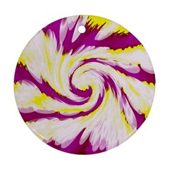 Tie Dye Pink Yellow Abstract Swirl Ornament (round) 