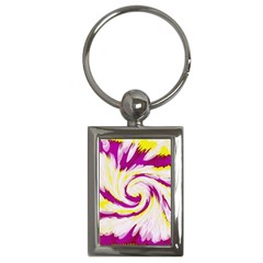 Tie Dye Pink Yellow Abstract Swirl Key Chains (rectangle)  by BrightVibesDesign