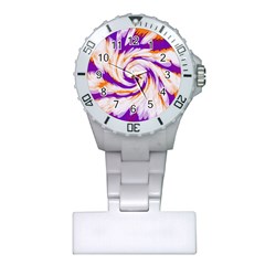 Tie Dye Purple Orange Abstract Swirl Plastic Nurses Watch by BrightVibesDesign