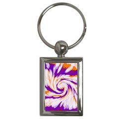 Tie Dye Purple Orange Abstract Swirl Key Chains (rectangle)  by BrightVibesDesign