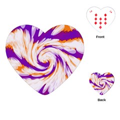 Tie Dye Purple Orange Abstract Swirl Playing Cards (heart)  by BrightVibesDesign